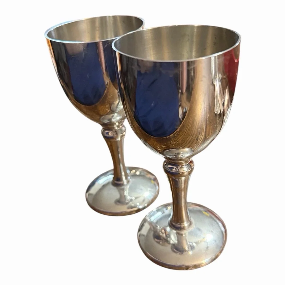 Empire Pewter Wine Water Goblets‎ Chalices Wedding Set of (2)